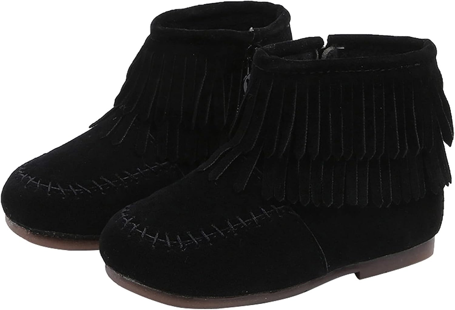 

Сапожки для детей 12М-6Т, для девочек, зимние с бахромой и кисточками, ботильоны, теплые нескользящие Ikevan, Black