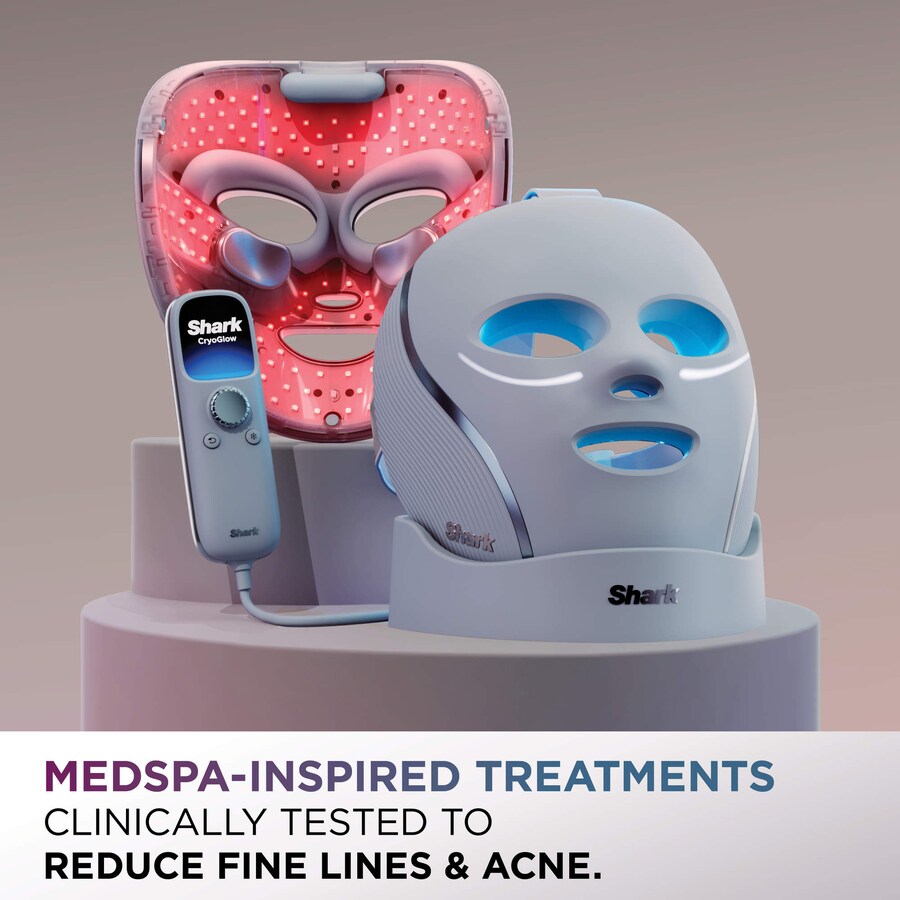 Охлаждающая маска для лица CryoGlow с LED-подсветкой и прибор для сияния кожи лица. Shark Beauty, Lilac — фото 4