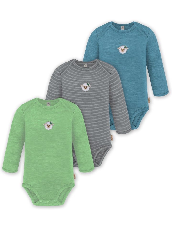 

Normani Outdoor Sports Комплект из 3 детских боди с длинными рукавами из мериносовой шерсти, цвет Окленд, синий/серый/зеленый