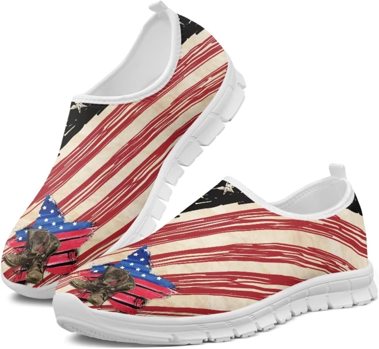 

Мужские слипоны Howilath с принтом флага, повседневные кроссовки для бега, мокасины с противоскользящей подошвой из ЭВА, Usa Flag Grunge Art
