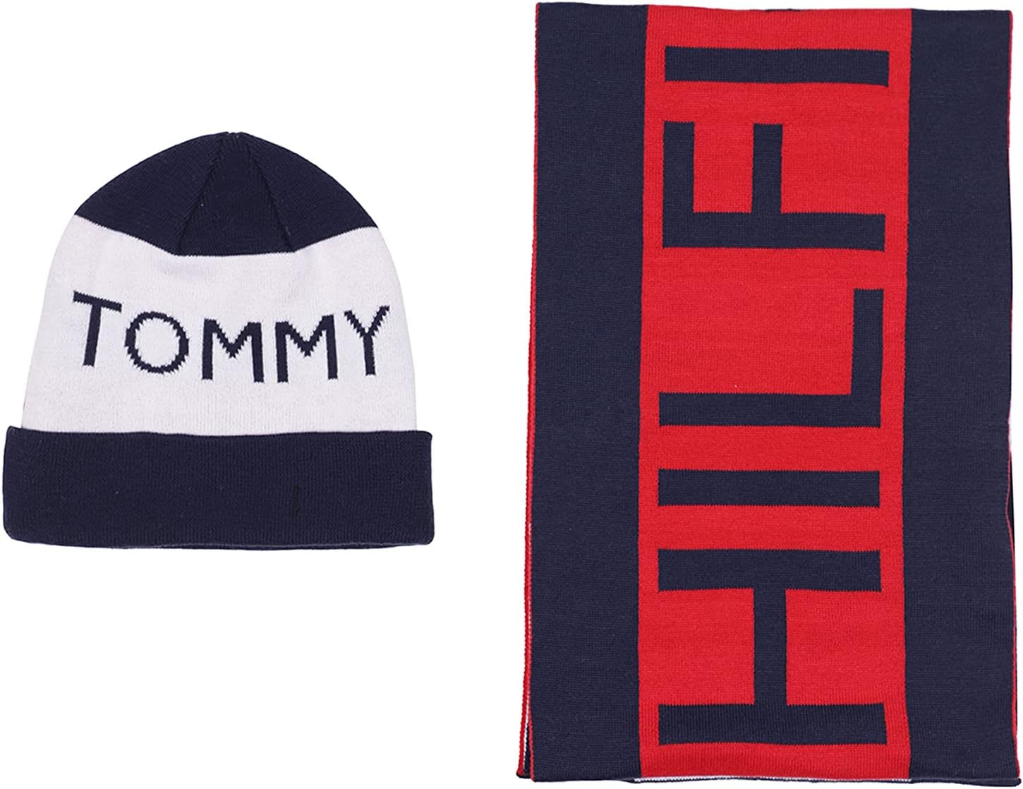 

Подарочный набор из мужского шарфа и шапки Tommy Hilfiger для холодной погоды, Sky Captain