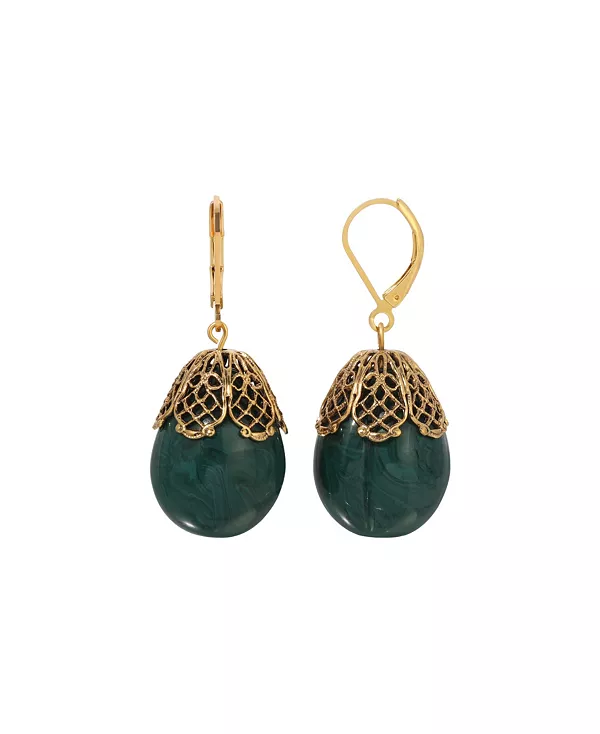 

Акриловые овальные филигранные серьги-подвески 2028, green