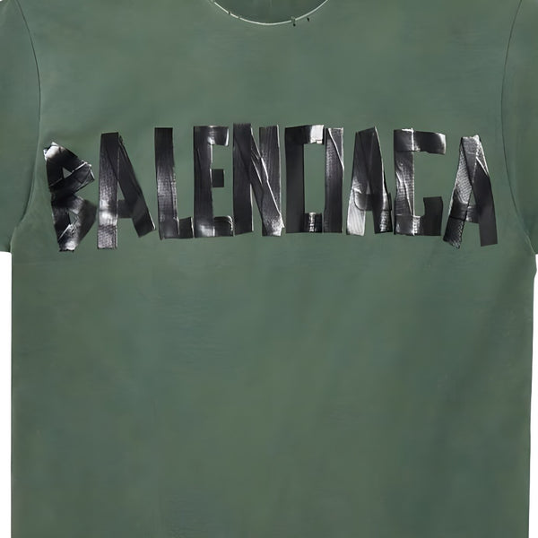 Футболка new tape type t-shirt medium fit 'dark green' Balenciaga, зеленый — фото 4