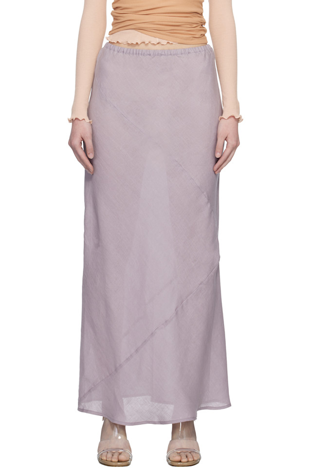 

Baserange Длинная юбка из тонкого льна фиолетового цвета в форме личинки