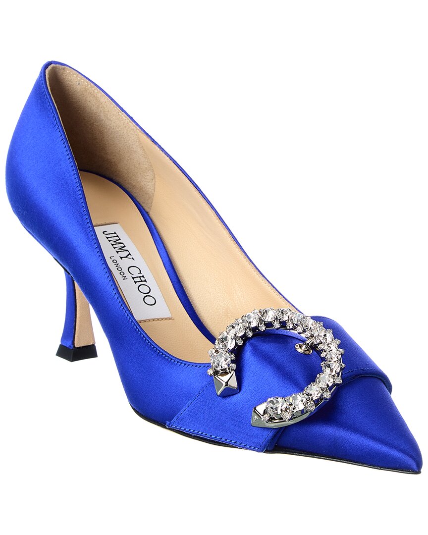 Сатиновые туфли-лодочки Jimmy Choo Melva 70, синий