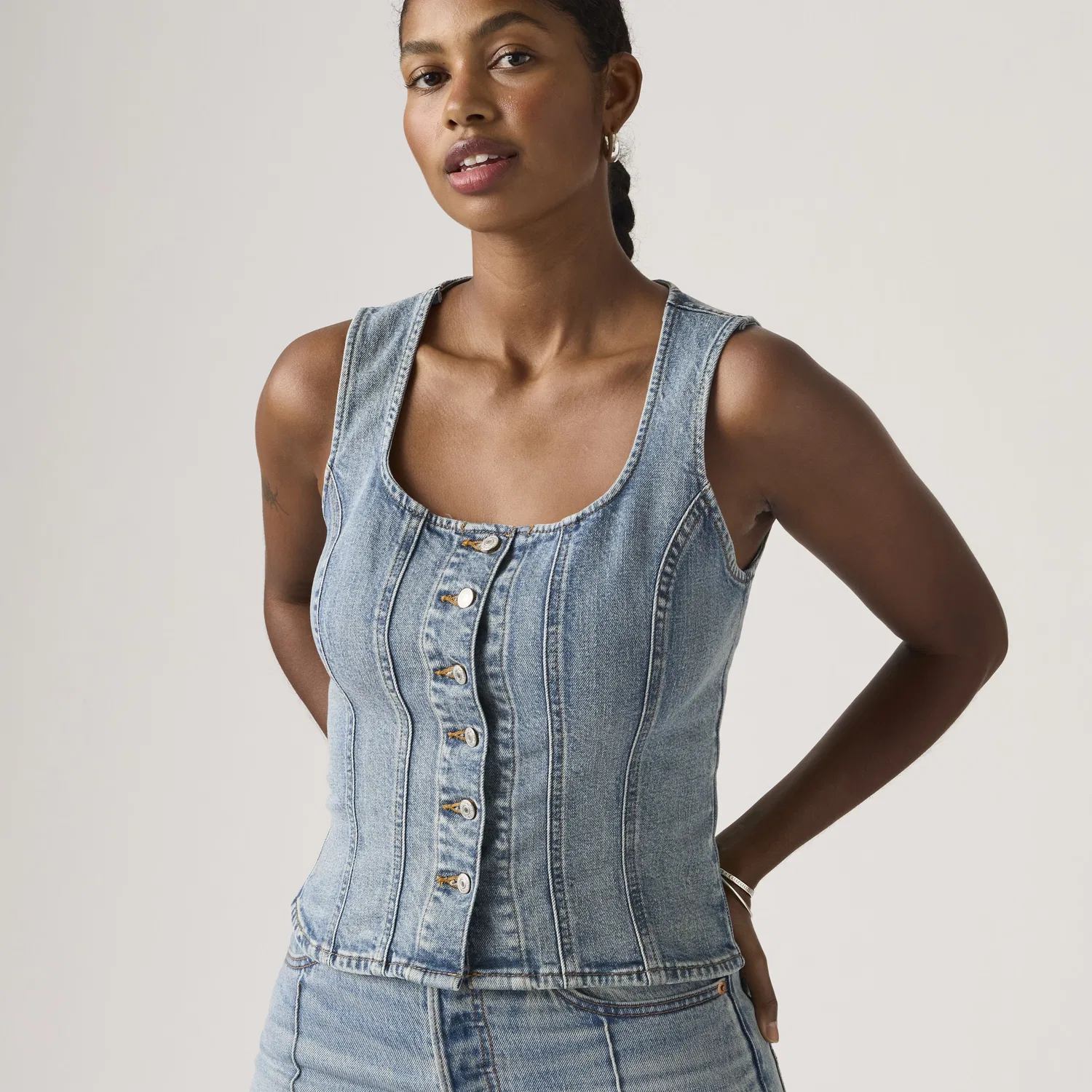 Облегающий топ без рукавов Levi's, Medium Wash