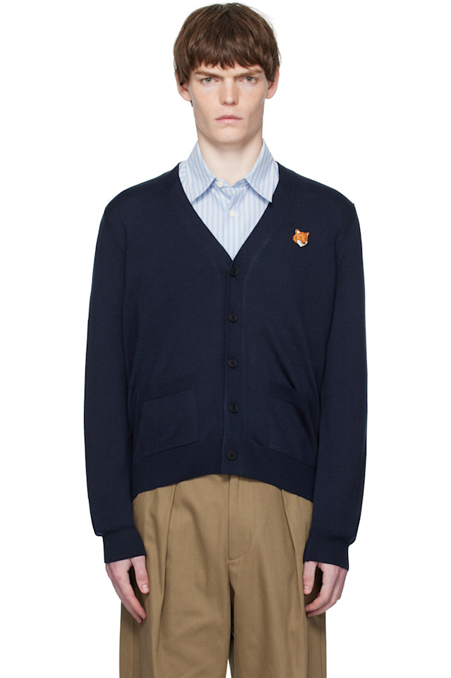 

Кардиган с лисьей головой Bold fox Maison Kitsuné, синий