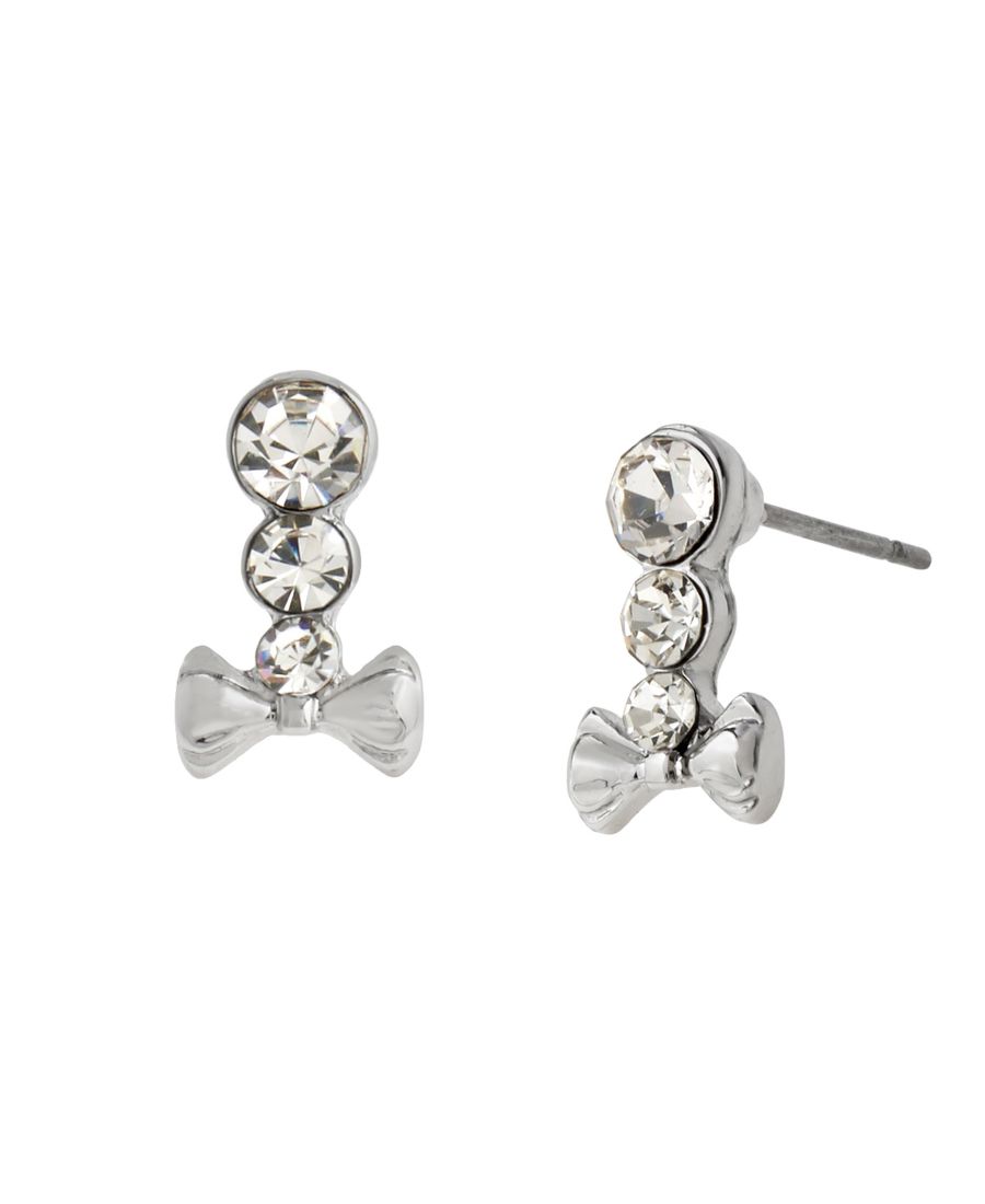 

Серьги-бантики из искусственного камня Steve Madden, Crystal/Rhodium