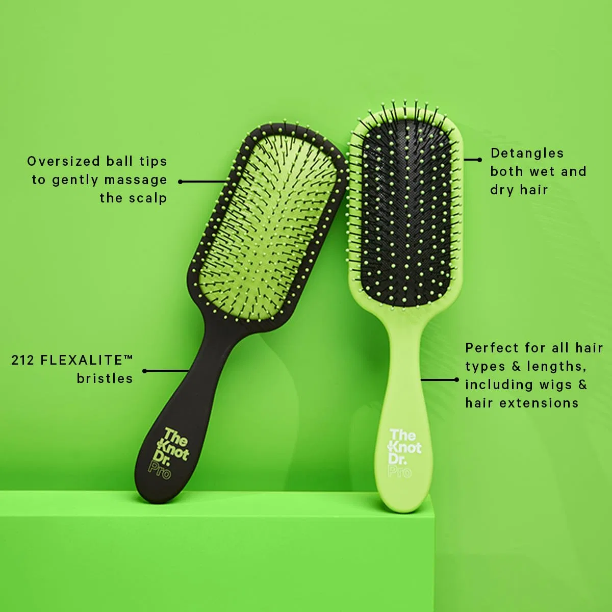 Расческа The Pro Hair Brush от THE KNOT DR. The Knot Dr., Green, Black — фото 2