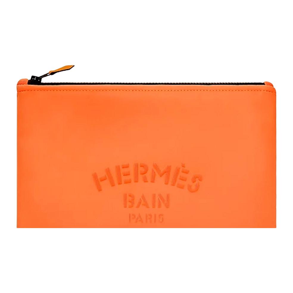HERMES Необейн нейлоновая муфта среднего размера женская оранжевая — фото 2