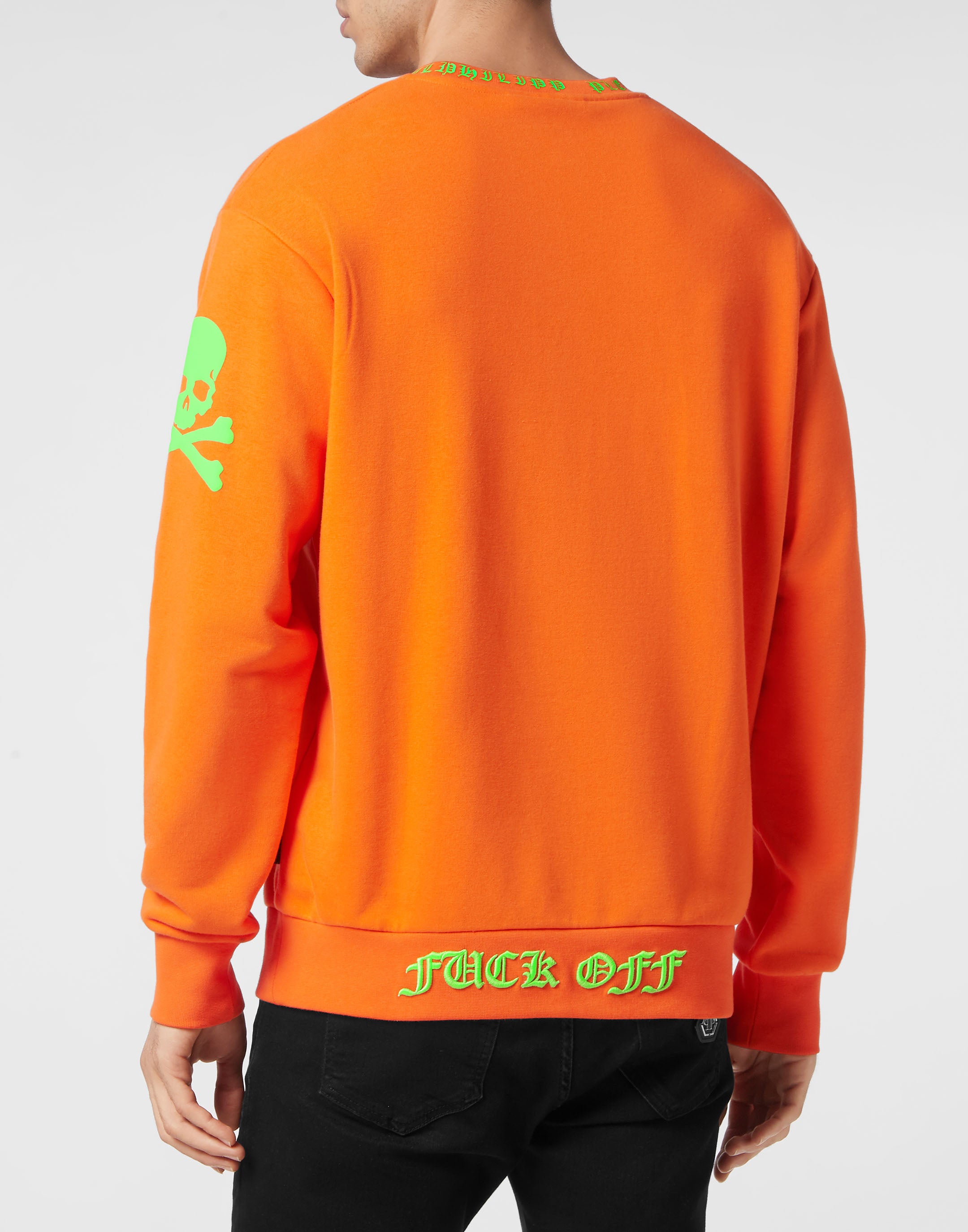 

Толстовка LS Skull&Bones PHILIPP PLEIN, цвет orange fluo