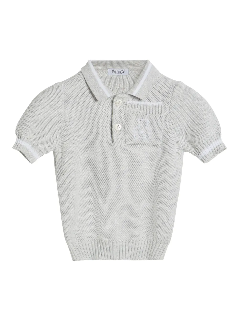 

Рубашка-поло с вышитым логотипом Brunello Cucinelli Kids, серый