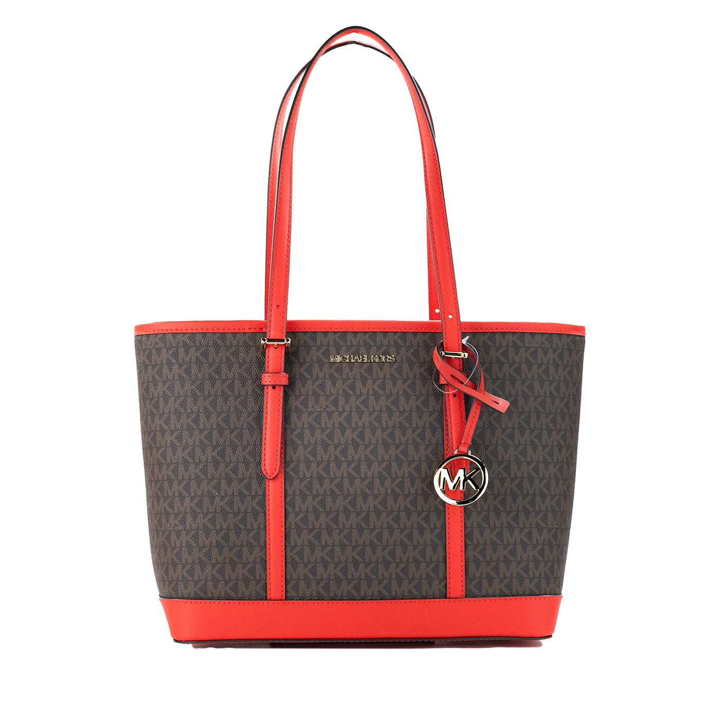 

Jet Set Travel Маленькая сумка-тоут из ПВХ цвета темной сангрии и коричневого цвета Michael Kors