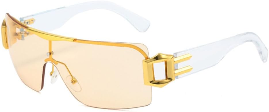 

Модные солнцезащитные очки без оправы класса люкс для женщин и мужчин, с золотистыми шарнирами, цветными поликарбонатными линзами, модные очки с защитой от УФ-излучения UV400 LVTFCO, C5