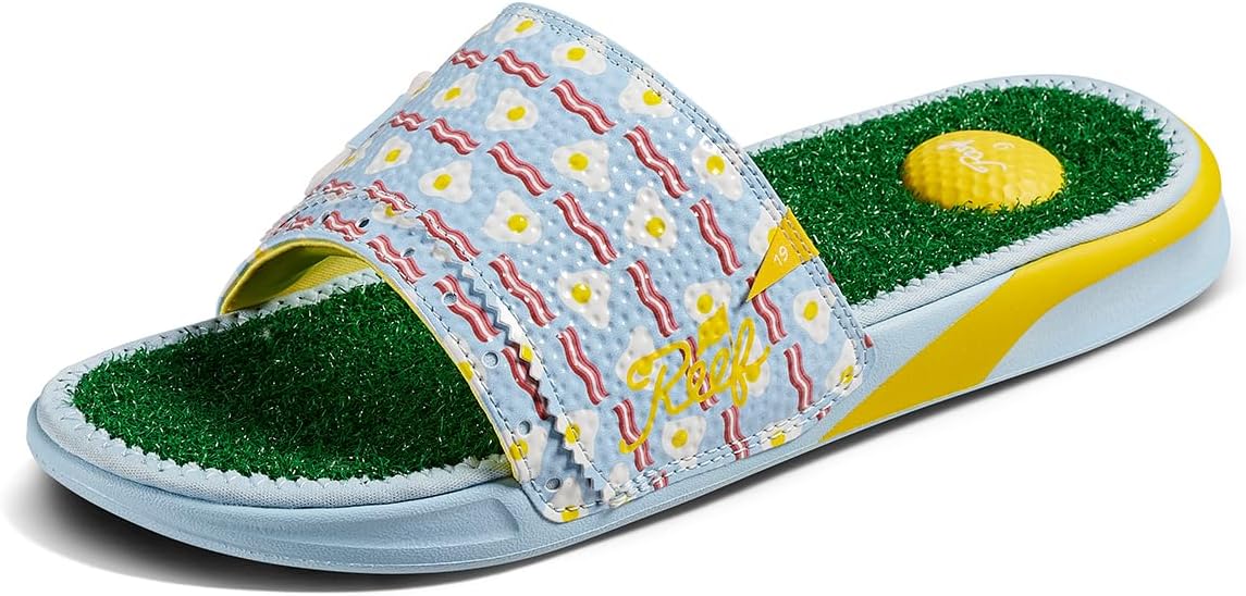 

Мужские сандалии REEF Mulligan слайд, стелька из искусственной травы, пятка с подушкой для гольф-мяча, 9 Breakfast Ball