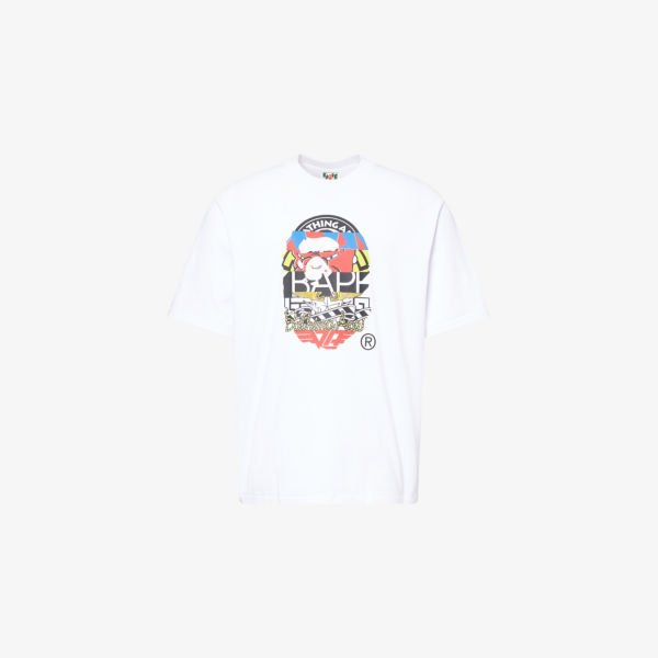 

Футболка A Bathing Ape с принтом в виде множества голов обезьян, белый
