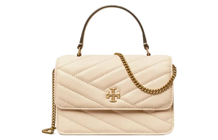 

TORY BURCH Сумка-конверт Kira из кожи, портативная сумка через плечо, мини-сумка через плечо, женская, кремового цвета