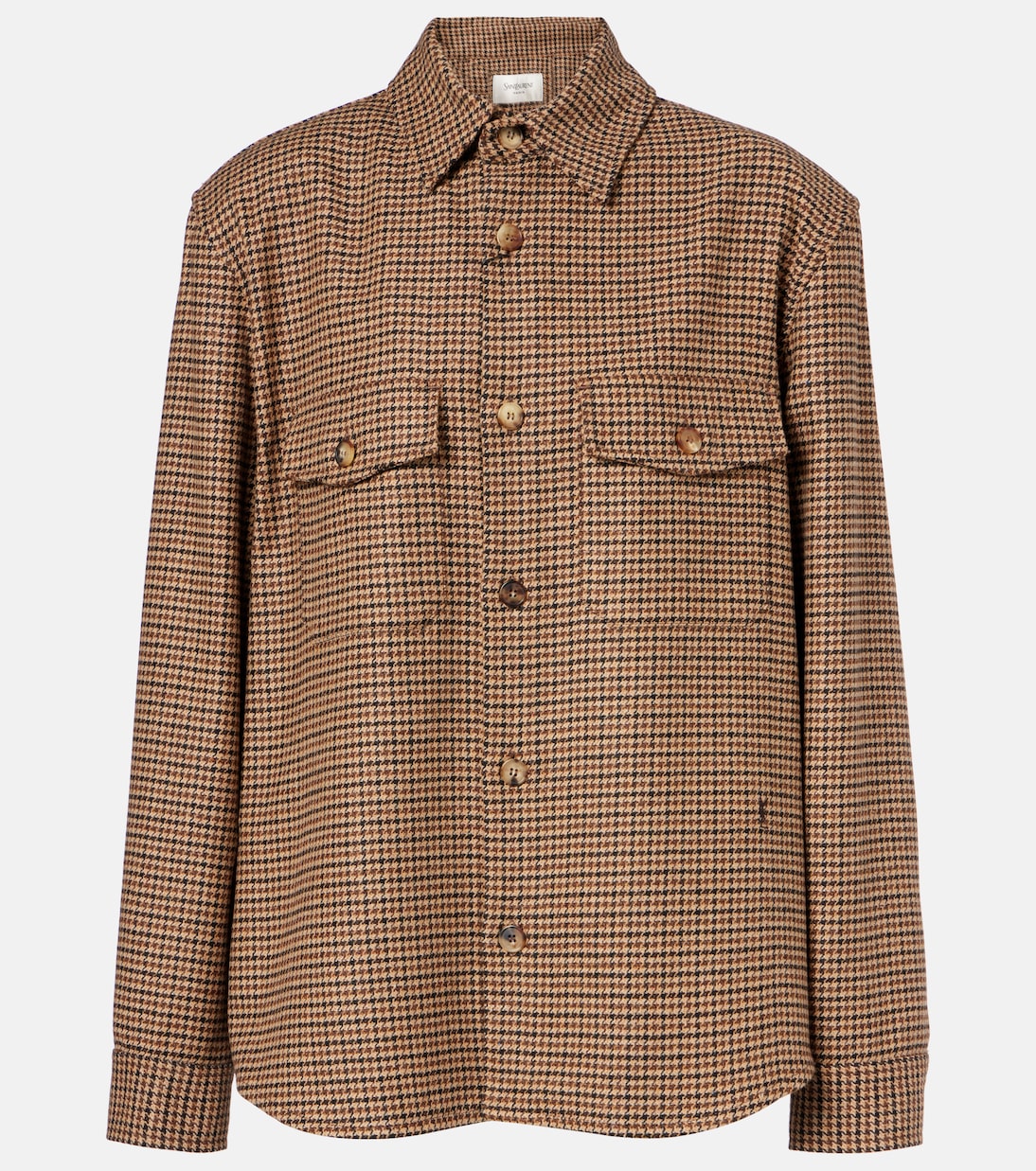 Рубашка с рисунком гусиная лапка Saint Laurent, Beige/Marron/Noir