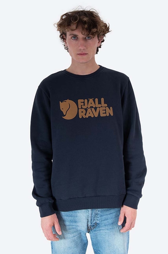 

Хлопковый свитер с логотипом Logo Sweater Fjallraven, темно-синий