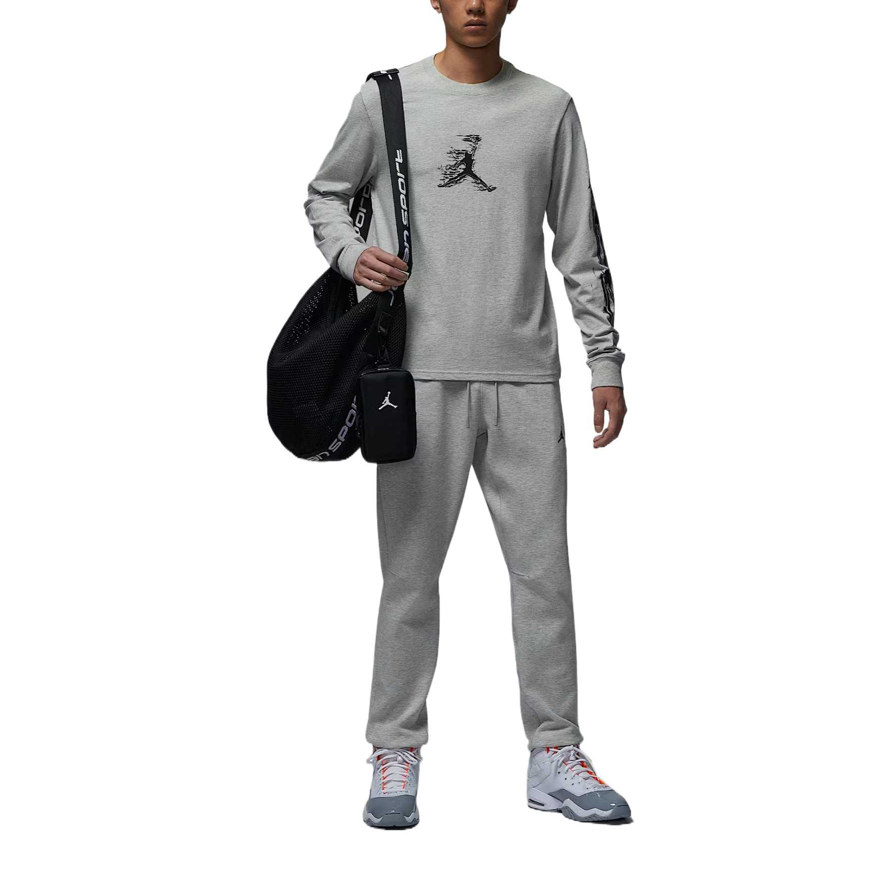 Футболка dri fit fw/aw25 мужская Jordan, серый/черный — фото 4
