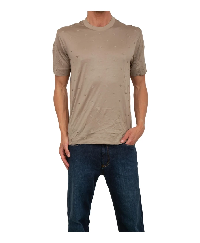 

Бежевая футболка в повседневном стиле Emporio Armani, бежевый