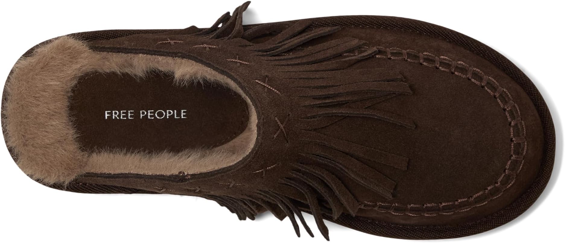 Балетки Free People Fallon Fringe Mules, цвет Chocolate Suede — фото 2