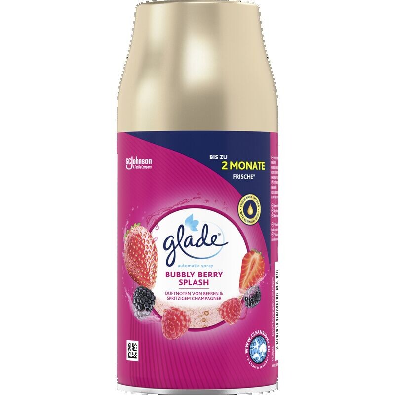 

Автоматический освежитель воздуха-спрей, сменный блок Bubble Berry Splash Glade, 269 ml