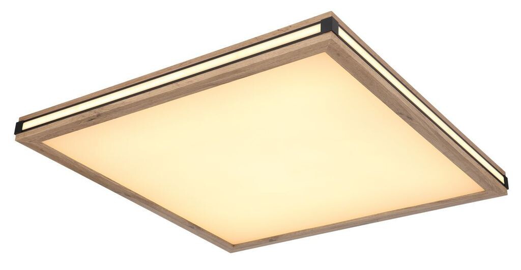 

[T] Потолочный светильник Globo Lighting белый металл, черный матовый металл, МДФ с темным эффектом дерева, опаловый пластик, несколько уровней с помощью настенного выключателя, функция памяти, 3 уровня: 1 основной свет, 2 боковых светильника, 3...