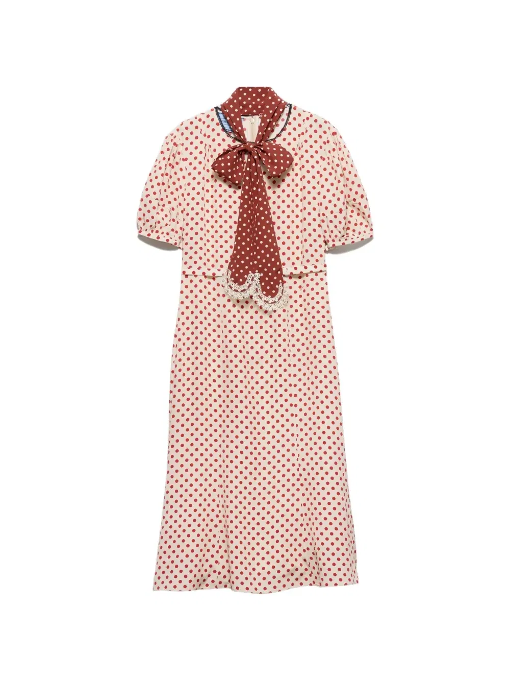 Платье-марокен в горошек Prada, бежевый