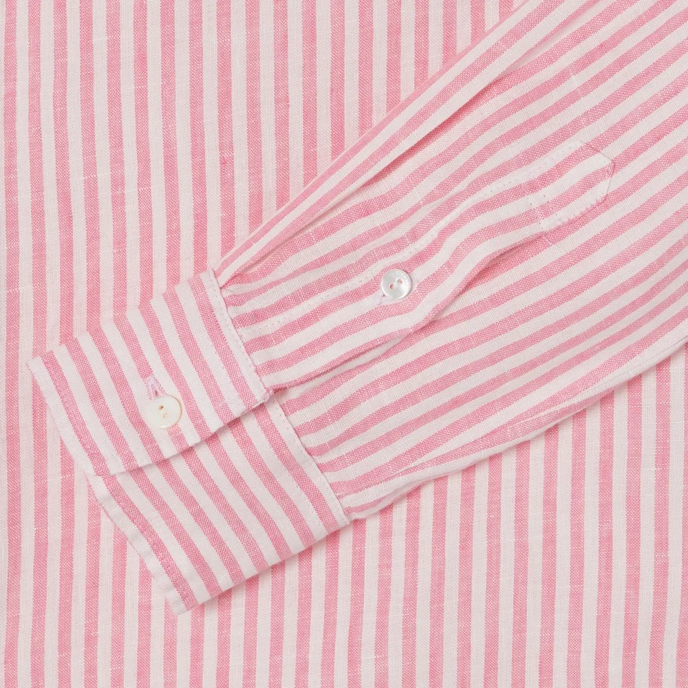 Рубашка Lacoste льняная женская розовая стандартного кроя — фото 4