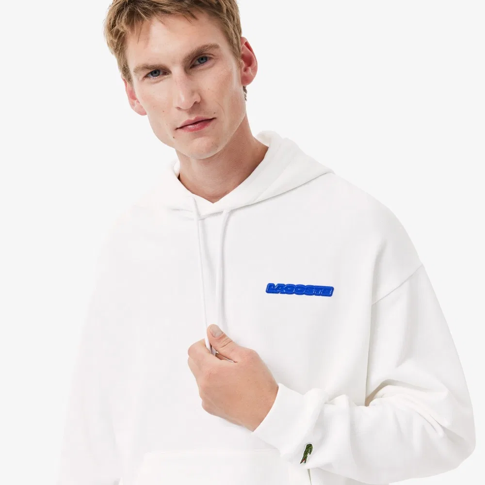 Мужское худи с цветочным принтом белое от Lacoste — фото 2