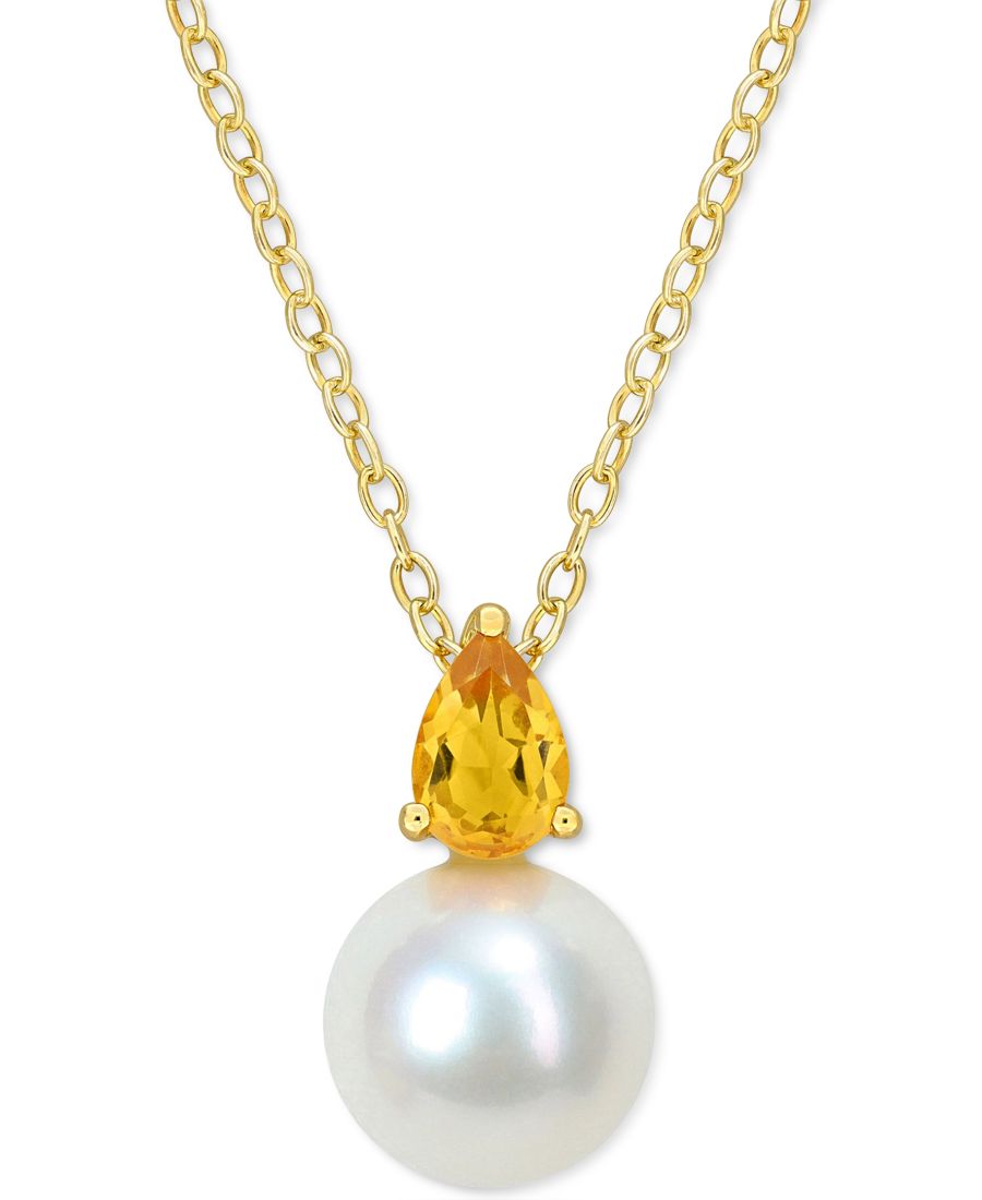 

Кулон-подвеска из культивированного пресноводного жемчуга (8,5 мм), камень рождения, длиной 45 см, стерлингового серебра с покрытием из 18-каратного розового золота или стерлингового серебра Macy's, November/Citrine
