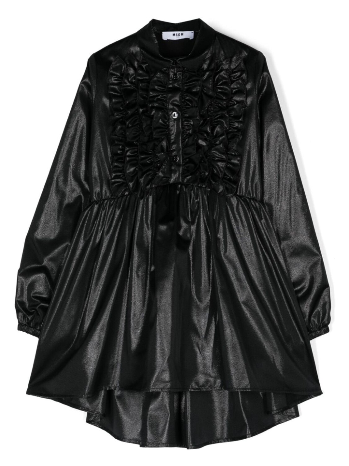 

MSGM Kids платье мини из ткани ламе с оборками, черный