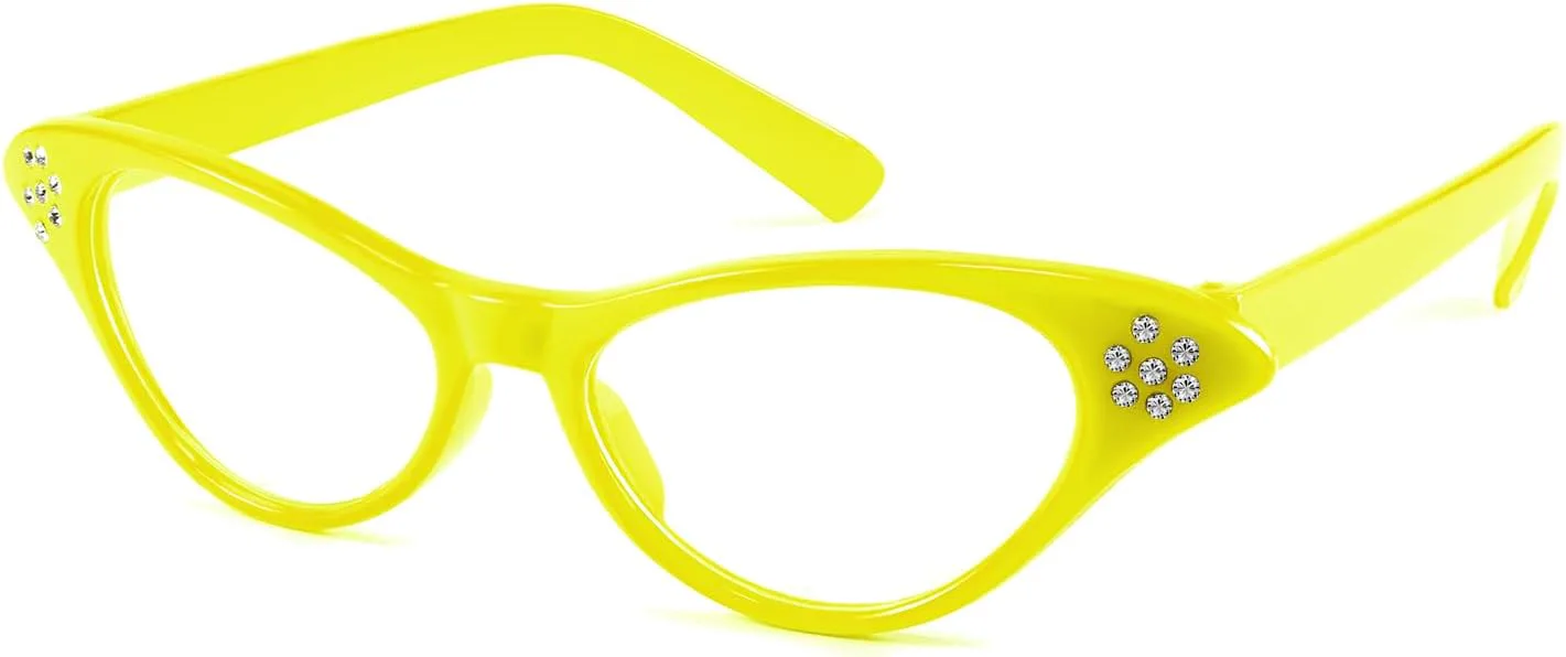 

Костюмные очки FEISEDY «Кошачий глаз» со стразами для женщин и детей, классические солнцезащитные очки в стиле 50-х и 60-х годов, артикул B2848, 004 Yellow Frame