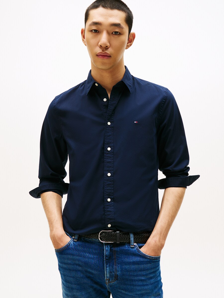 Рубашка Slim Fit на пуговицах TOMMY HILFIGER, темно-синий — фото 2