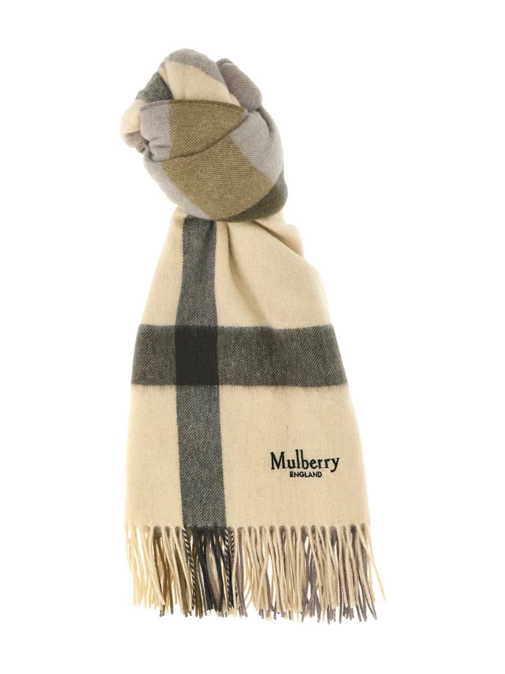 

Шерстяной шарф в клетку Mulberry, нейтральный