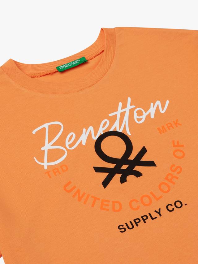 Детская футболка с логотипом Benetton, Apricot — фото 3