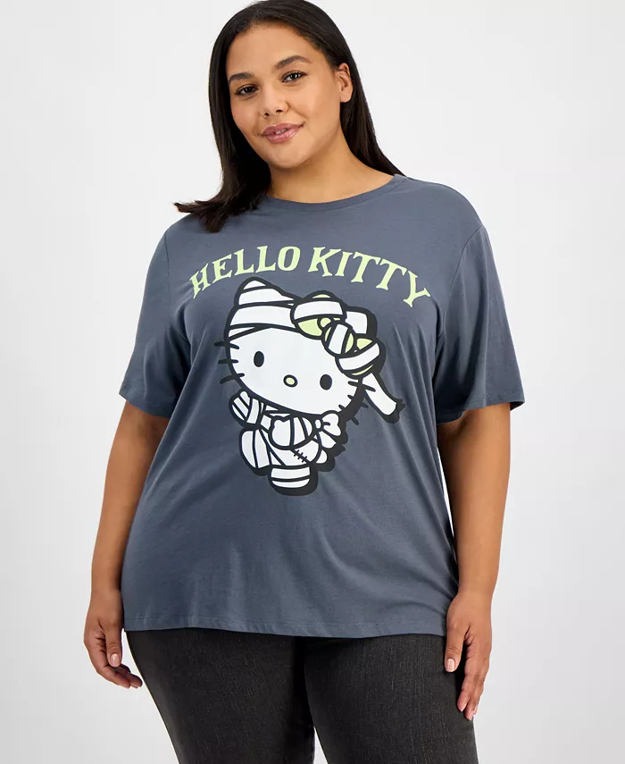 

Модная футболка больших размеров Hello Kitty Mummy, светящаяся в темноте Grayson Threads, The Label, серый