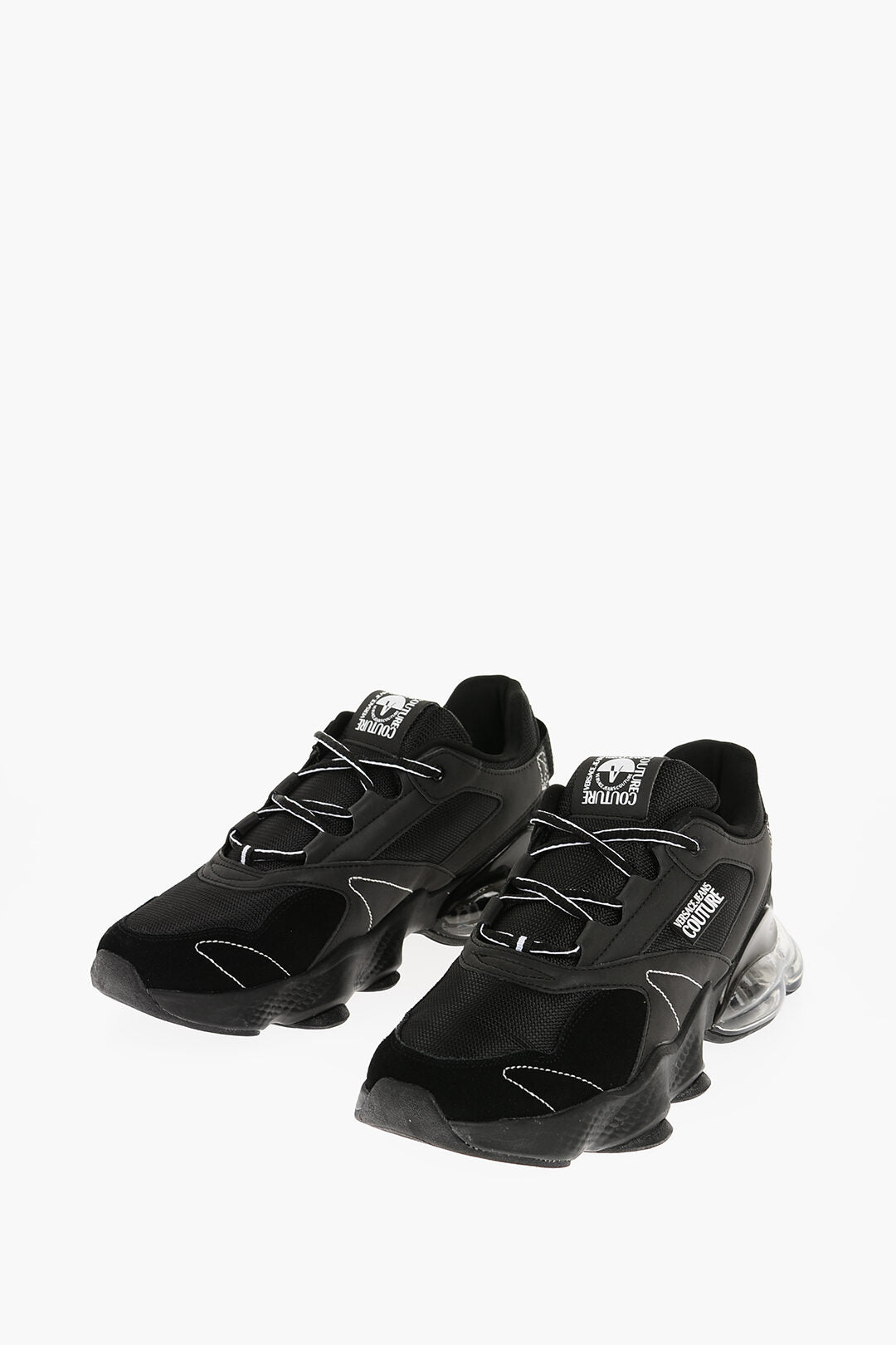 

Кроссовки Versace JEANS COUTURE из ткани NOMO с замшевыми вставками и воздухом, черный