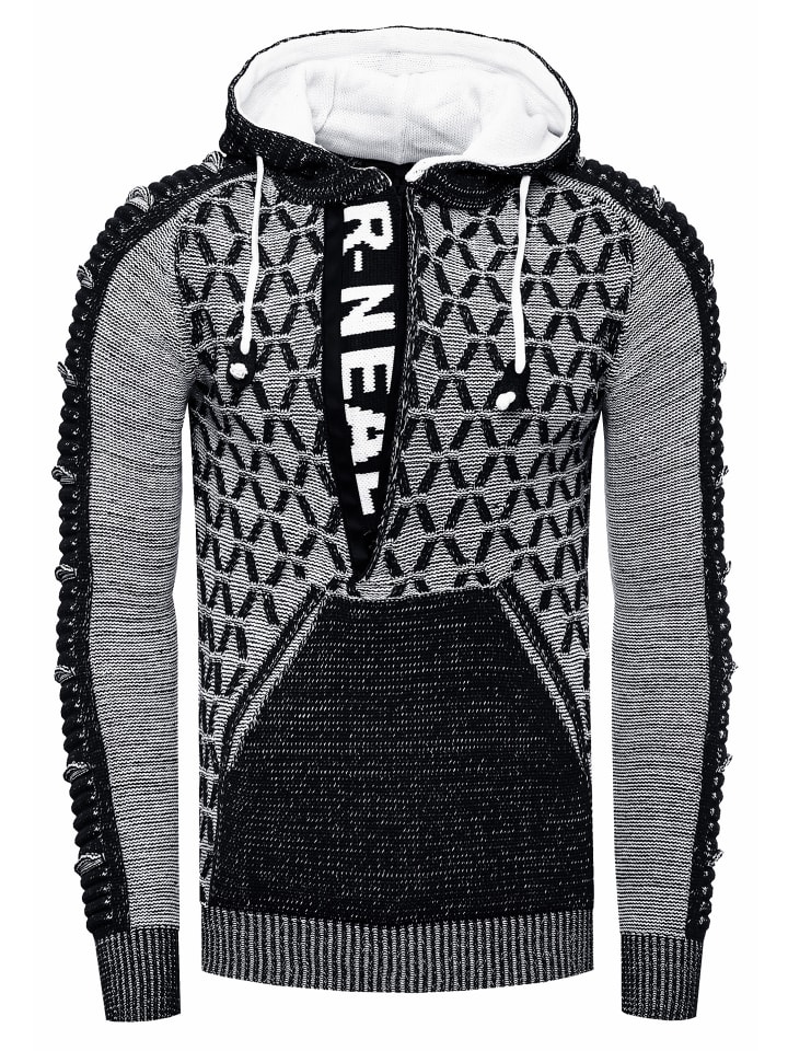 

Толстовка с капюшоном из плотной вязки с застежкой-молнией 1/2 черного цвета Rusty Neal