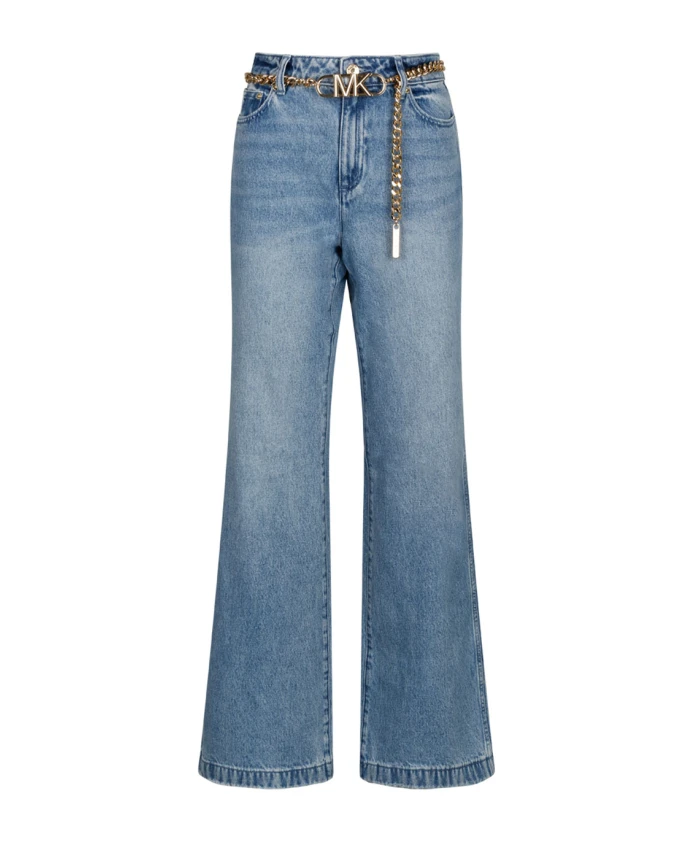 

Синие хлопковые джинсы с расклешенными штанинами Michael Kors, синий