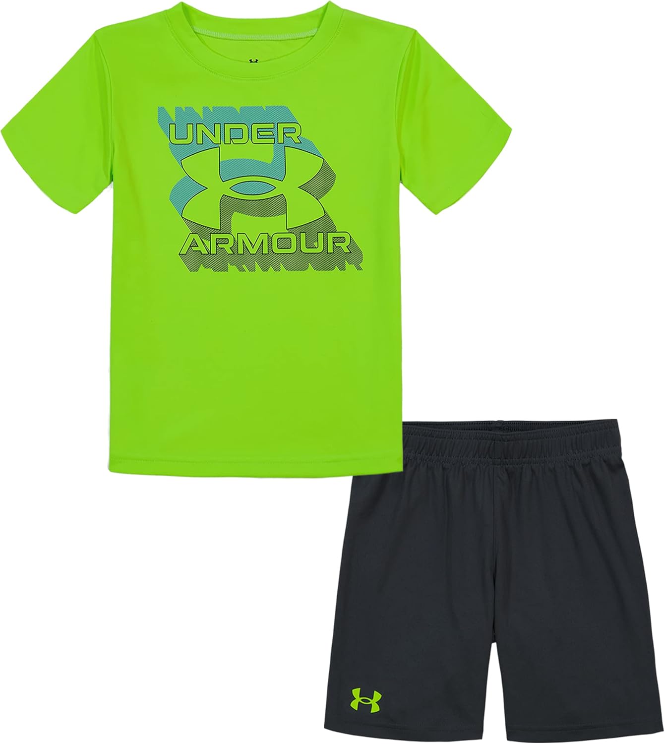 Under Armour майка с короткими рукавами и шорты для мальчиков, легкие и дышащие, Lime Surge Zone