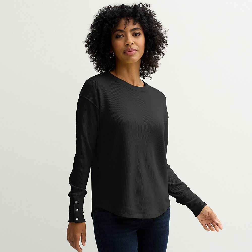 

Женский уютный пуловер Sonoma Goods For Life с вафельным узором, цвет Pitch Black