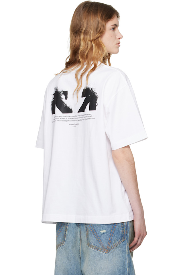 Off-White Белая футболка для скейтбординга с половинкой стрелы — фото 3