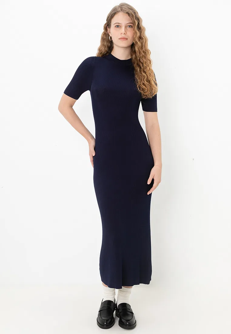 Платье миди ребристое, Calvin Klein Jeans, синий