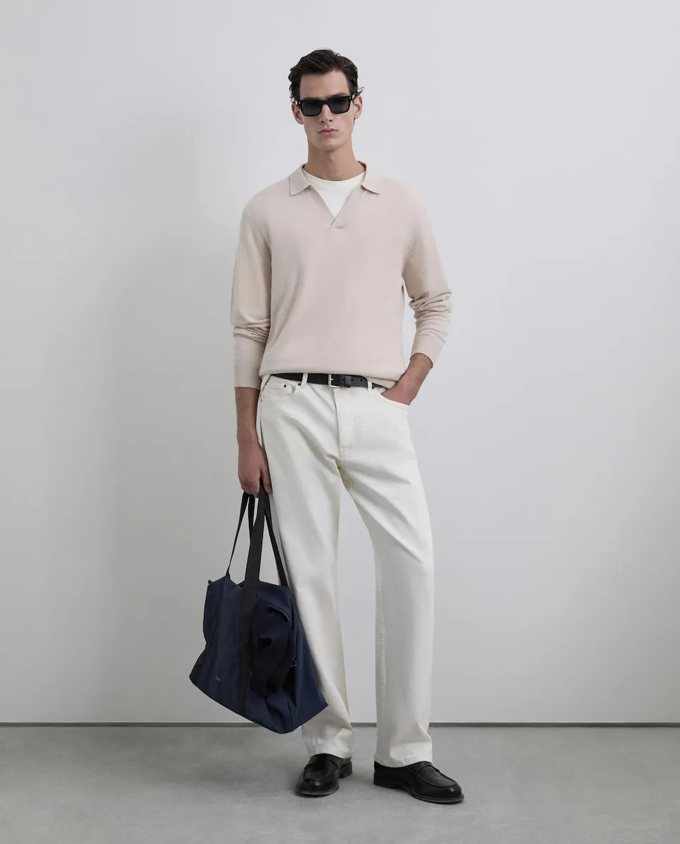 

Мужская вязаная рубашка-поло с длинным рукавом Scalpers, кремовый