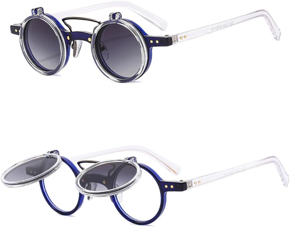 

Ретро-панк солнцезащитные очки с двойной откидной крышкой, круглые, для женщин и мужчин, леопардовый принт, защита от УФ-излучения UV400, заклепки, m658 Generic, M-665