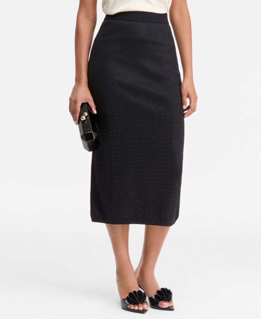 

Женская юбка-свитер, украшенная стразами INC International Concepts, Deep Black