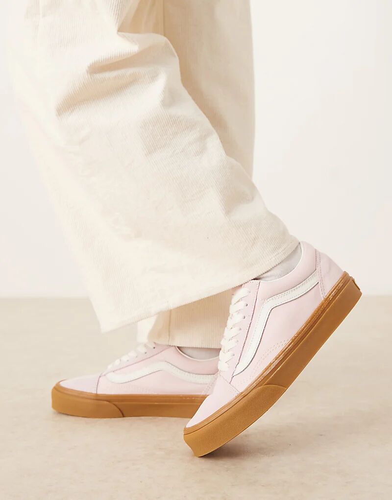 Кроссовки Vans Old Skool светло-розового цвета с резиновой подошвой — фото 4