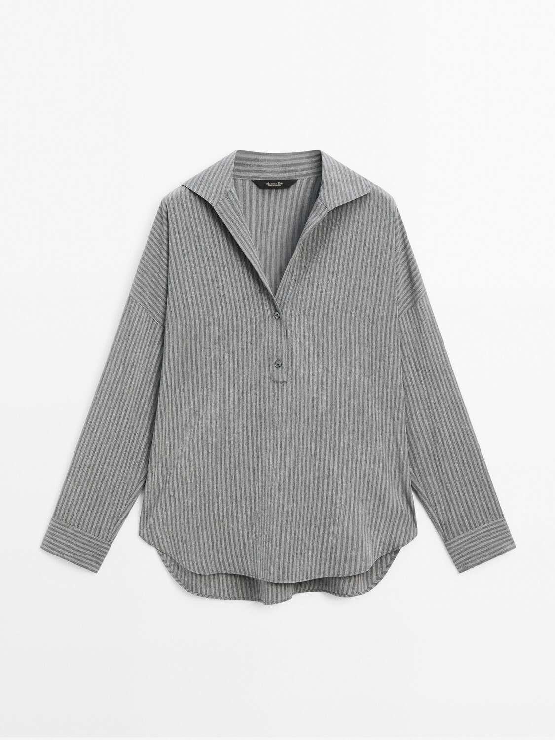 

Рубашка-поло с полосатой деталью Massimo Dutti, серый